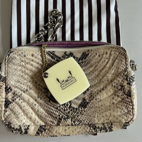 Henri Bendel Snakeskin Embossed Leather Crossbody with Chain Strap - Picture 3 of 9